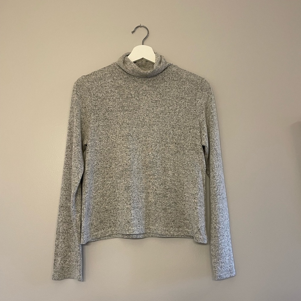 Zara marled grey turtleneck long sleeve top